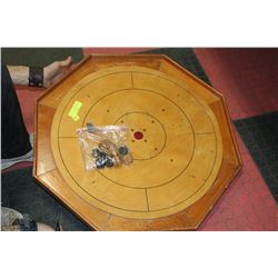 LARGE WOODEN CROKINOLE TABLE TOP GAME BOARD