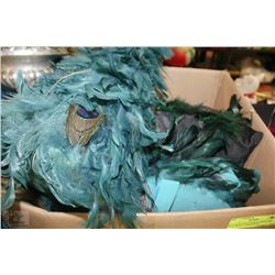 BOX WITH FEATHERED WREATH, PILLOW & 3 CHRISTMAS