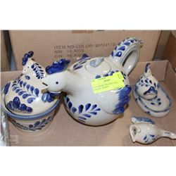 STONEWARE CRACKER BARREL CHICKEN TEAPOT,