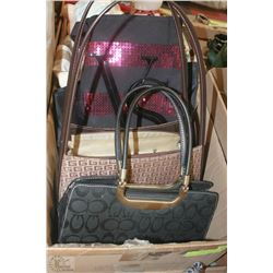 BOX OF 6 ASSORTED PURSES AND BAGS INCL REPLICA