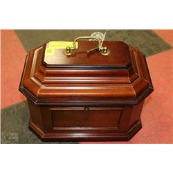 BOMBAY WOOD JEWELRY CABINET & KEY 12" X 9" X 9"