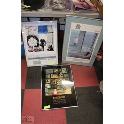 3 ART GALLERY FRAMED PICTURES INCL. ARTICHOKE,