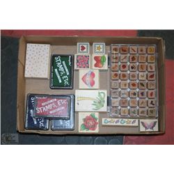 BOX OF NEW ART STAMPS & 4 STAMP PADS