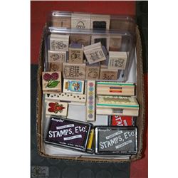 BOX OF NEW ART STAMPS & 4 STAMP PADS