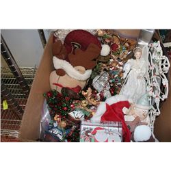 LARGE BOX OF CHRISTMAS DECORATIONS