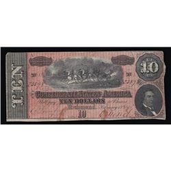1864 $10 The Confederate States of America Note