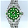 Image 1 : Rolex Ladies Stainless Steel Emerald and Diamond Datejust Wristwatch