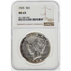 1925 $1 Morgan Silver Dollar Coin NGC MS65