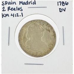 1786 Spain Madrid 2 Reales Silver Coin KM 412.1