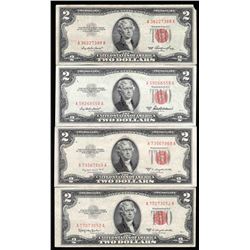 Lot of (4) 1953/A/B/C $2 Legal Tender Notes