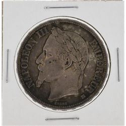 1868 France 5 Francs Napolean III Emperor Silver Coin