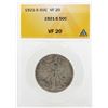 Image 1 : 1921-S Walking Liberty Half Dollar Coin ANACS VF20