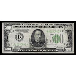 1934 $500 Federal Reserve Note New York New York