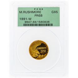 1991-W $5 Mount Rushmore Commemorative Gold Coin PCGS PR68