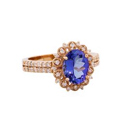 14KT Rose Gold 2.01ct Tanzanite and Diamond Ring