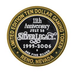 .999 Silver Silver Legacy $10 Casino Gaming Token Limited Edition
