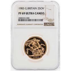 1983 Great Britain 2 Sovereign Gold Coin NGC PF69 Ultra Cameo