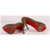 Image 4 : Authentic Christian Louboutin Gold Spike High Heels Lady Peep Strass