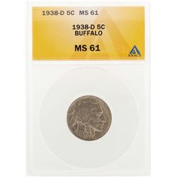 1938-D Buffalo Nickel Coin ANACS MS61