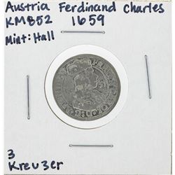 1659 Austria Ferdinand Charles 3 Kreuzer KM852 Silver Coin