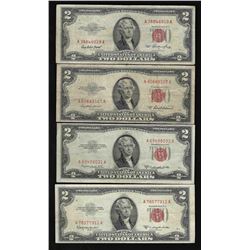 Lot of (4) 1953/A/B/C $2 Legal Tender Notes