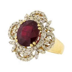 14KT Yellow Gold 5.00ct Ruby and Diamond Ring