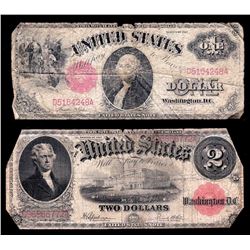 1917 $1 Legal Tender & 1917 $2 Legal Tender Notes