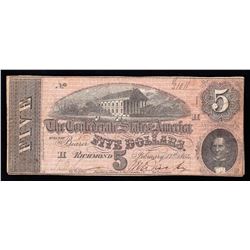 1864 $5 The Confederate States of America Note