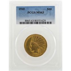 1910 $10 Indian Head Eagle Gold Coin PCGS MS63