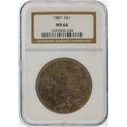 1887 $1 Morgan Silver Dollar NGC Graded MS64