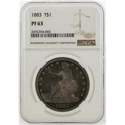 1883 $1 Trade Silver Dollar Coin NGC PF63