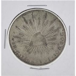 1868 Go Mexico 8 Reales Silver Coin KM 377.8