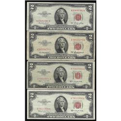 Lot of (4) 1953/A/B/C $2 Legal Tender Notes