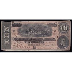 1864 $10 The Confederate States of America Note