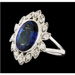 14KT White Gold 4.29ct Tanzanite and Diamond Ring