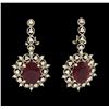 Image 1 : 14KT Yellow Gold 10.35ctw Ruby and Diamond Earrings