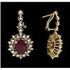 Image 2 : 14KT Yellow Gold 10.35ctw Ruby and Diamond Earrings