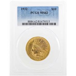 1932 $10 Indian Head Eagle Gold Coin PCGS MS62