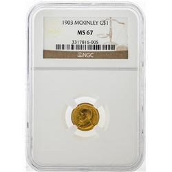 1903 $1 Gold Dollar McKinley Coin NGC MS67