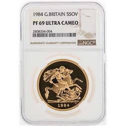1984 Great Britain 5 Sovereign Gold Coin NGC PF69 Ultra Cameo