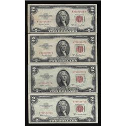 Lot of (4) 1953/A/B/C $2 Legal Tender Notes
