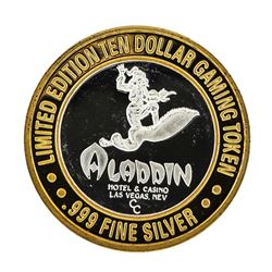 .999 Silver Aladin Las Vegas, Nevada $10 Casino Gaming Token Limited Edition