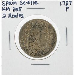 1737 P Spain Seville 2 Reales KM355 Silver Coin