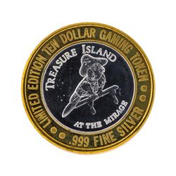 .999 Silver Treasure Island Las Vegas $10 Casino Gaming Token Limited Edition