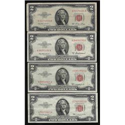 Lot of (4) 1953/A/B/C $2 Legal Tender Notes