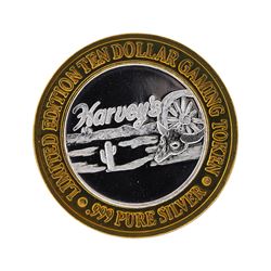 .999 Silver Harveys Lake Tahoe, Nevada $10 Casino Gaming Token Limited Edition