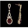 Image 2 : 14KT Yellow Gold 10.95ctw Ruby and Diamond Earrings