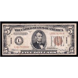 1934A $5 Hawaii Federal Reserve Note