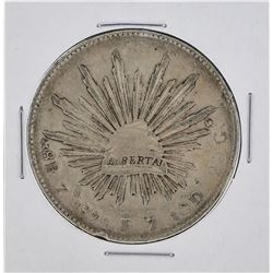 1891 ZS JS Mexico 8 Reales Silver Coin KM 377.13