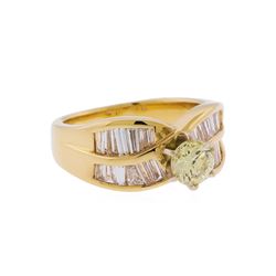 14KT Yellow Gold 1.50ctw Fancy Light Yellow and White Diamond Engagement Ring
